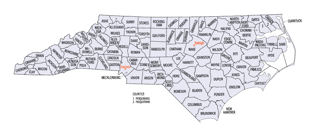 North Carolina County Map